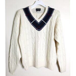 Vintage Preswick and Moore 100% Pure Virgin Wool Thick Cable Knit Tennis Sweater